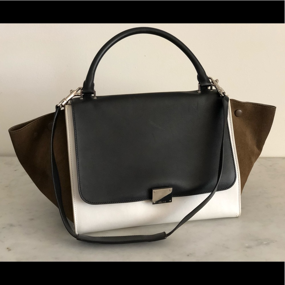 Celine Tricolor Trapeze Handbag Leather Medium